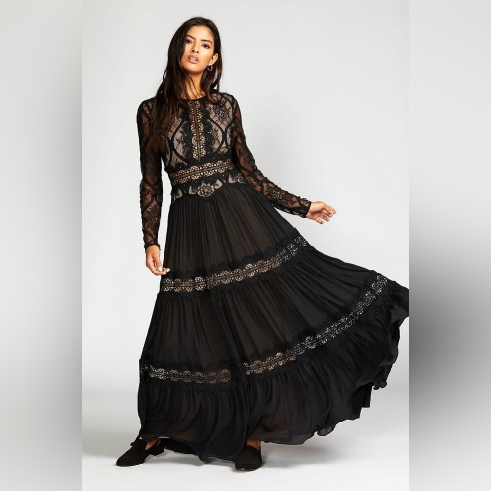 Limited Wedding Collection Black Lace maxi dress , Free People